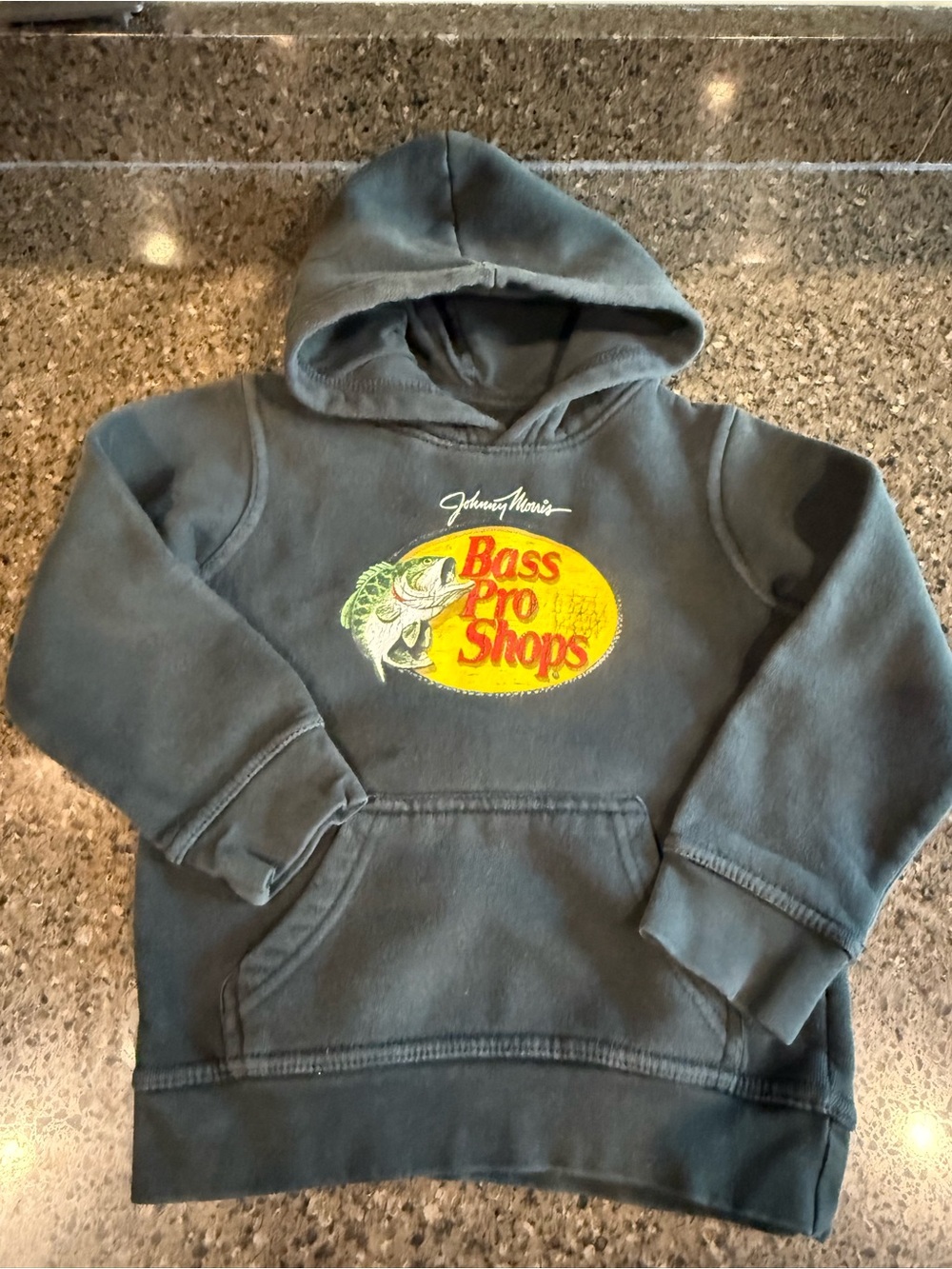 Bass Pro Shops Kids Hooded Sweatshirt - Charcoal with Yellow & Red Logo